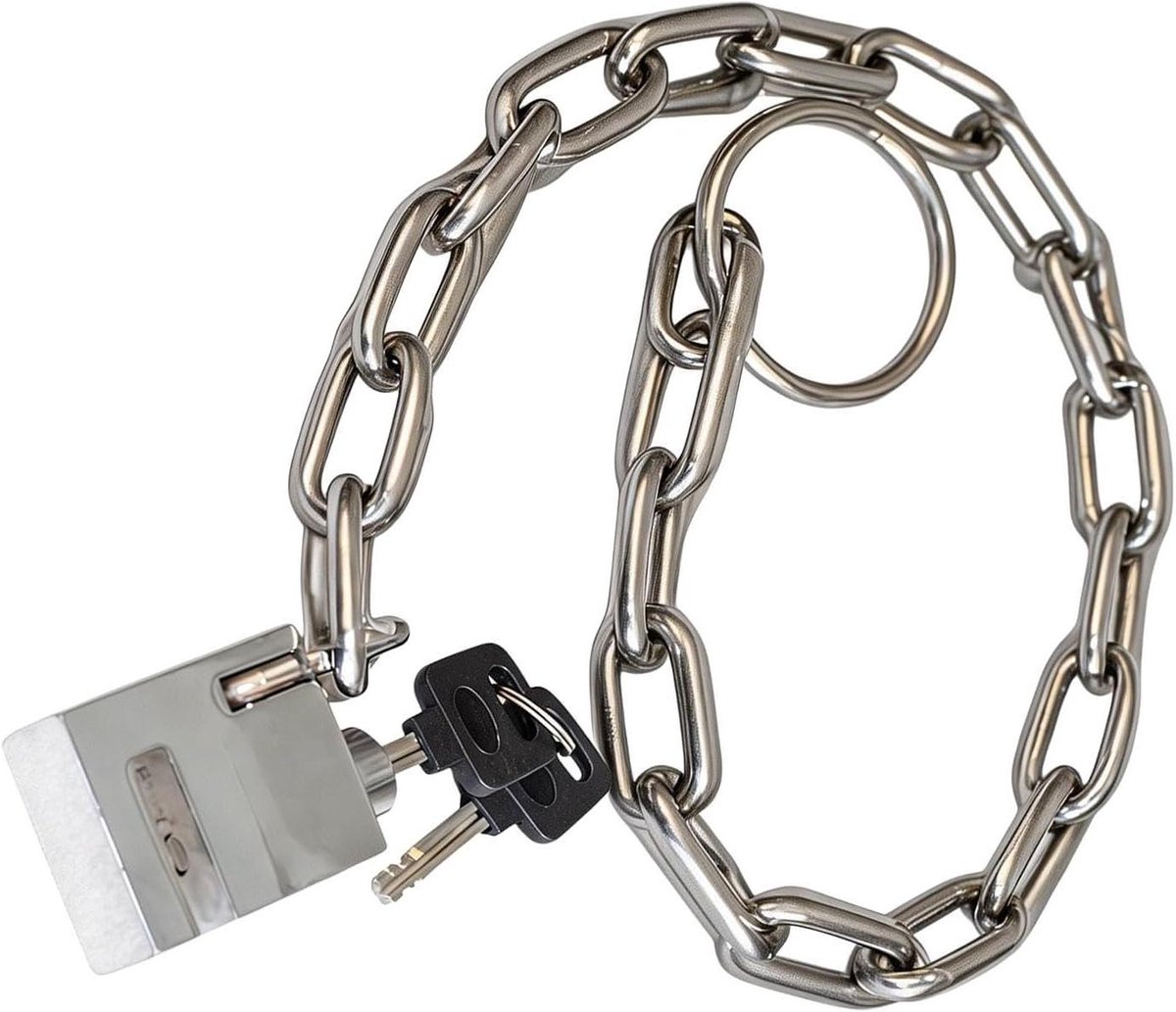 Fietskettingslot Roestvrij - Diefstalbeveiliging - Veilig Fietsen - Snijbestendige Beugel - 80 cm Lengte - Zwart