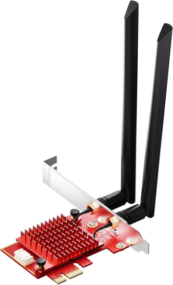 Netwerkkaart PCIe - WLAN Adapter - Snelle Internetverbinding - WiFi 6E Tri-Band - 5400Mbps - Rood