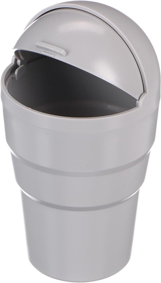 CAR TRASH 4 | Car Waste Bin | Grey | With Lid Against Odor and Spill | Fits in Cup Holder | Compact and Stylish