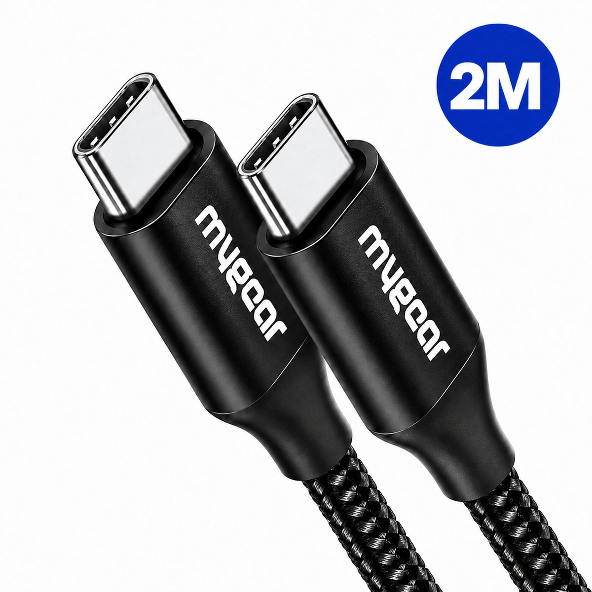 MyGear USB-C naar USB-C Kabel - 2 Meter - 60W PD Snelladen - Data- en Oplaadkabel - USB 3.0 - 5Gbps - Zwart
