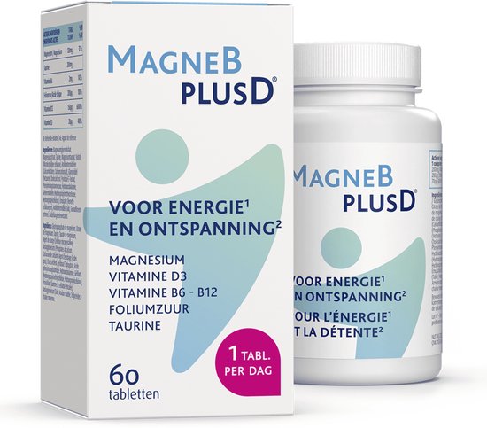 MagneBplusD® | Complete magnesiumformule Energie & Ontspanning Magnesium, Vitamine D en Vitamines B 60 Tabletten