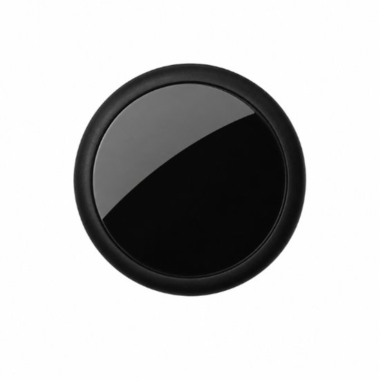 Zwarte ronde tracker met glanzend zwart oppervlak.