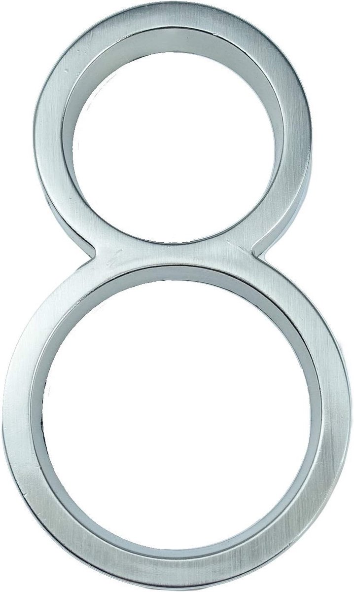 Huisnummer Bord - Buitenadres Nummer - Voordeur Aanduiding - Roestbestendig Duurzaam - 12 cm Hoog - Zilver Satijn