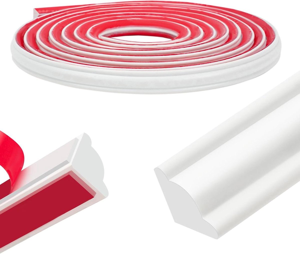 PVC kwadrant trim 10 m - zelfklevende overschilderbare plint, doe-het-zelf flexibele kunst