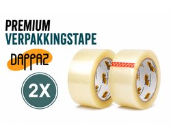 Verpakkingstape Transparant - 2 Rollen Dozentape Extra Sterk Hoge Kleefkracht OPP Plakband - Dikte 65 µm 66m x 50mm - Dappaz
