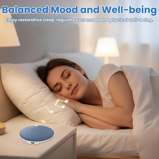 Kussenspeaker - Mini speaker - Diepe slaap - Witte ruis functie - 96 cm diameter - Blauw — afbeelding 2