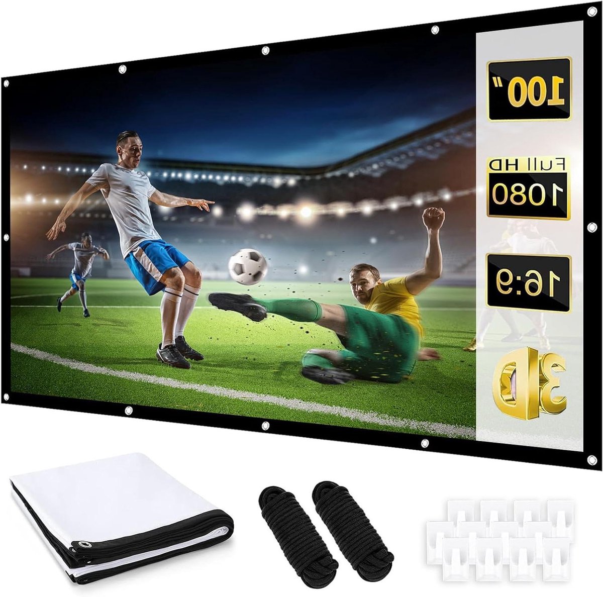 Projectiescherm - Beamer scherm - Filmavond thuis - Kreukvrij polyester - 150 inch - Wit