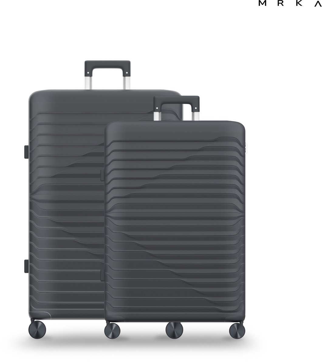 MRKA® Milano - Reiskoffer duoset - 2-delig Kofferset (M + L) - Zwart - Kofferset - Koffersets - Koffers - Reisbagage - Valies - Lichtgewicht - Polypropyleen Koffer - TSA Slot - Cijferslot - 360° Wielen - Koffers Met Wielen - 60 Liter en 91 Liter*