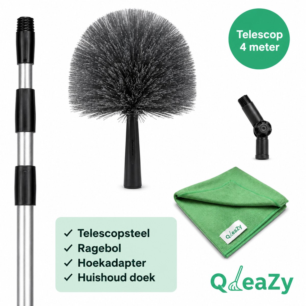 Hoge kwaliteit ragebol met Professionele telescoopsteel tot 4 meter.