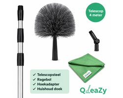 Hoge kwaliteit Ragebol met Telescoopsteel 4 Meter – Uitschuifbare Stoffer voor Plafonds, Hoeken en Spinnenwebben