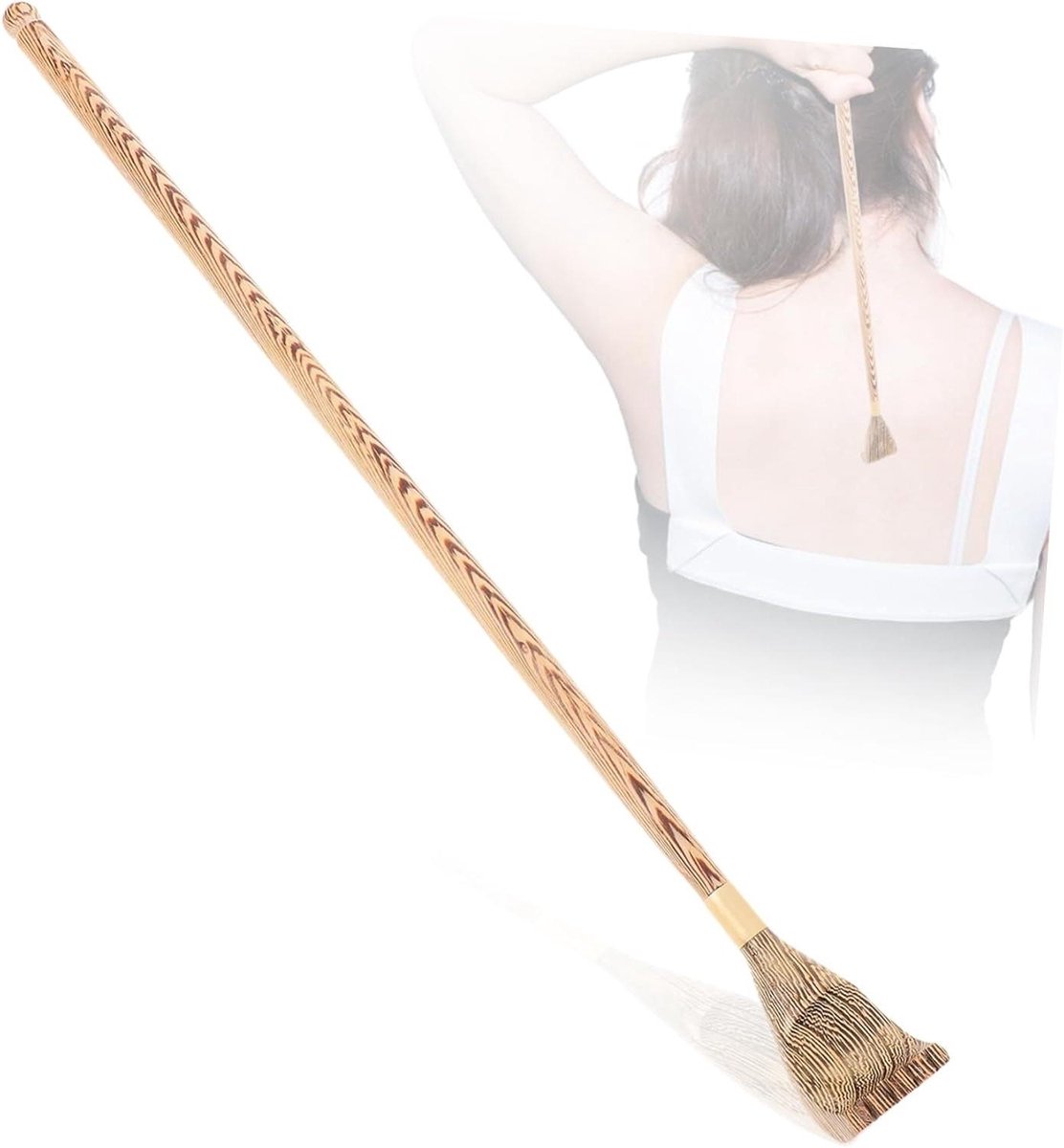 Rugkrabber Set - Massage Tool - Jeuk Verlichten - Lange Handgreep - 42 cm - Houtkleur