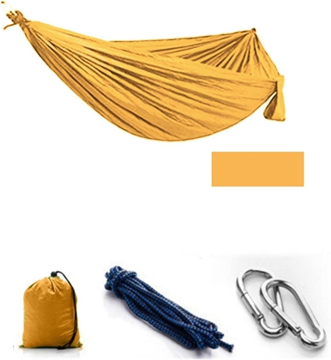 Kampeerhangmat - Draagbare schommel - Buiten ontspannen - Lichtgewicht parachutestof - 260 x 130 cm - Geel