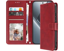 Avizar Etui Geschikt voor Poco X8 Pro met Standaardfunctie en Polsband, Rood