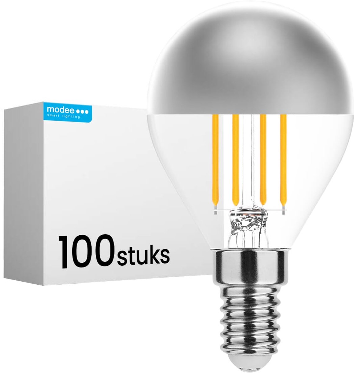 Modee E14 LED Lamp 4W - 400lm - 2700K - Warm Wit - LED Filament Globe Mini P45 Kopspiegellamp - Vervangt 40W Halogeen Gloeilamp - 100 stuks