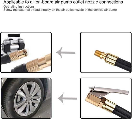 Auto Motorfiets Banden Inflator Slang verlengbuis Snelpomp Chuck Adapter voor Opblaasbare Pomp Met Klep - Bandenpomp - Slangadapter van Merkloos — afbeelding 3