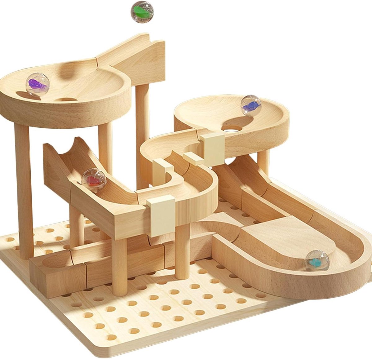 Houten Puzzel - Racebaan Bal - Creativiteit Stimuleren - Verschillende Configuraties - 25.5 x 17.2 cm - Niet gespecificeerd