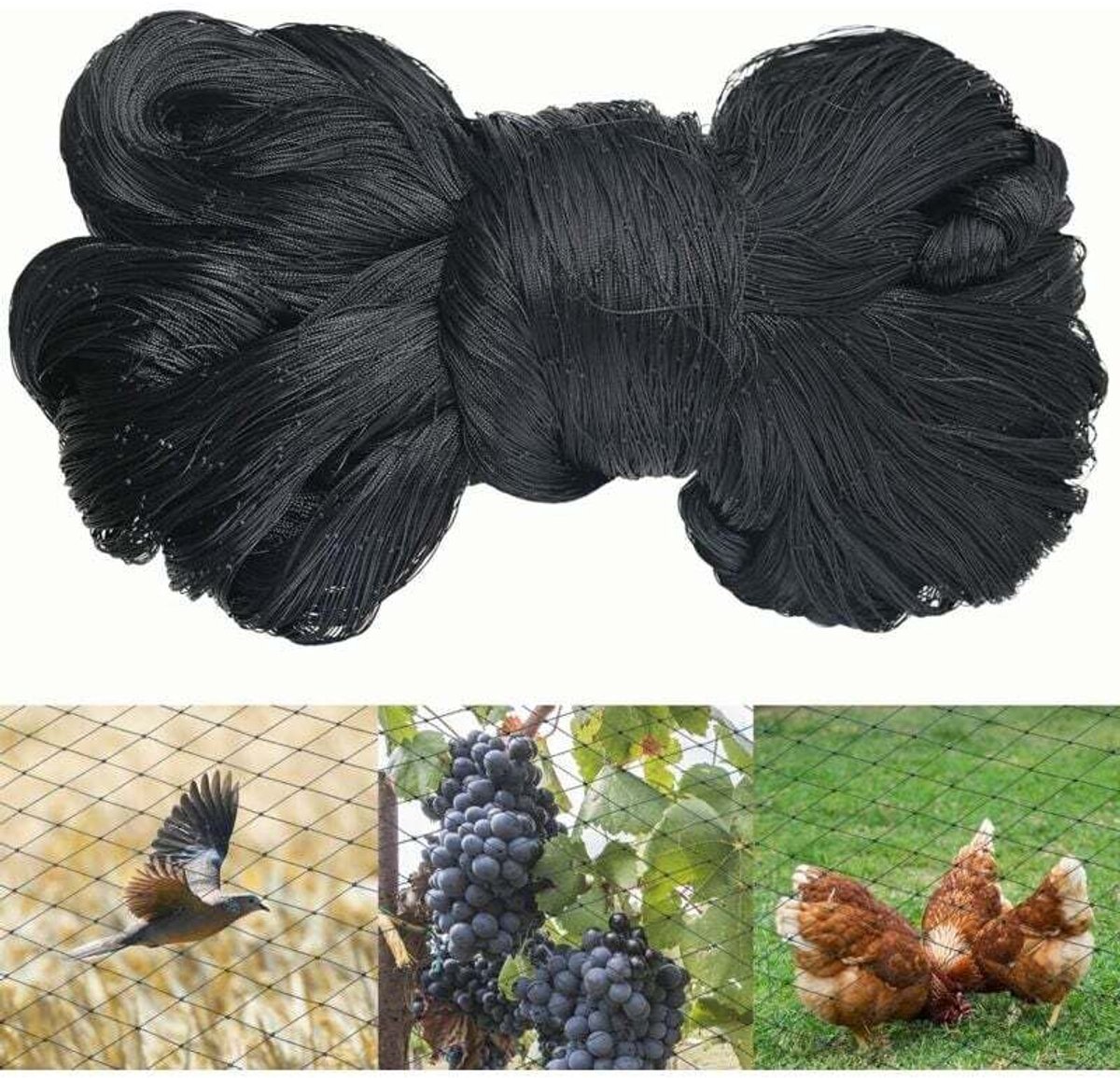 Vogelnet, 15m x 15m – UV-bestendig gevlochten nylondraad – Beschermt fruitbomen en moestuinen – Maaswijdte 5cm x 5cm
