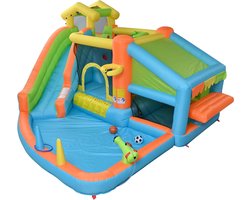 Opblaasbaar Waterpark - Springkasteel met Glijbaan - Buiten Spelen - 7-in-1 Speelparadijs - 360 x 350 x 210 cm - Kleurrijk