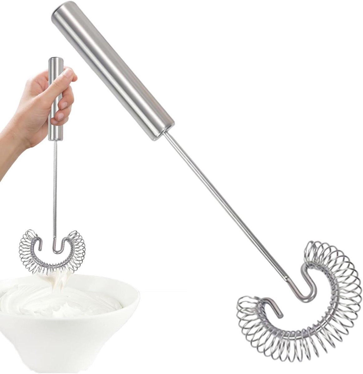 Eierklopper Spiraal - Keuken Garde - Beslag Mengen - Ergonomisch Handvat - 27 cm Lengte - Zilver