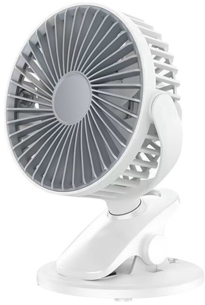 Draagbare clipventilator van 1200 mAh, automatische oscillatie, oplaadbaar, krachtige ventilator, wit, Geschikt voor studenten