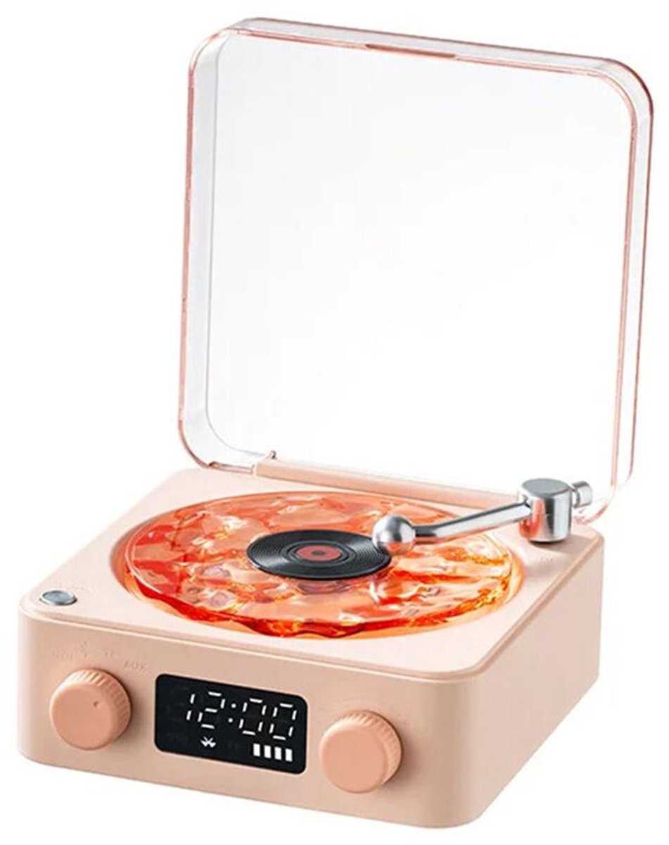 Retro platenspeler, kleine draadloze luidspreker van hoge kwaliteit, draagbare subwoofer