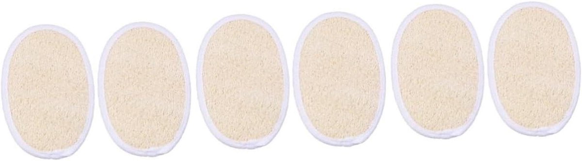 Luffa Spons Pads - Badmat Scrub Spons - Huid Reinigen - Natuurlijk Materiaal - 6 Stuks - Beige