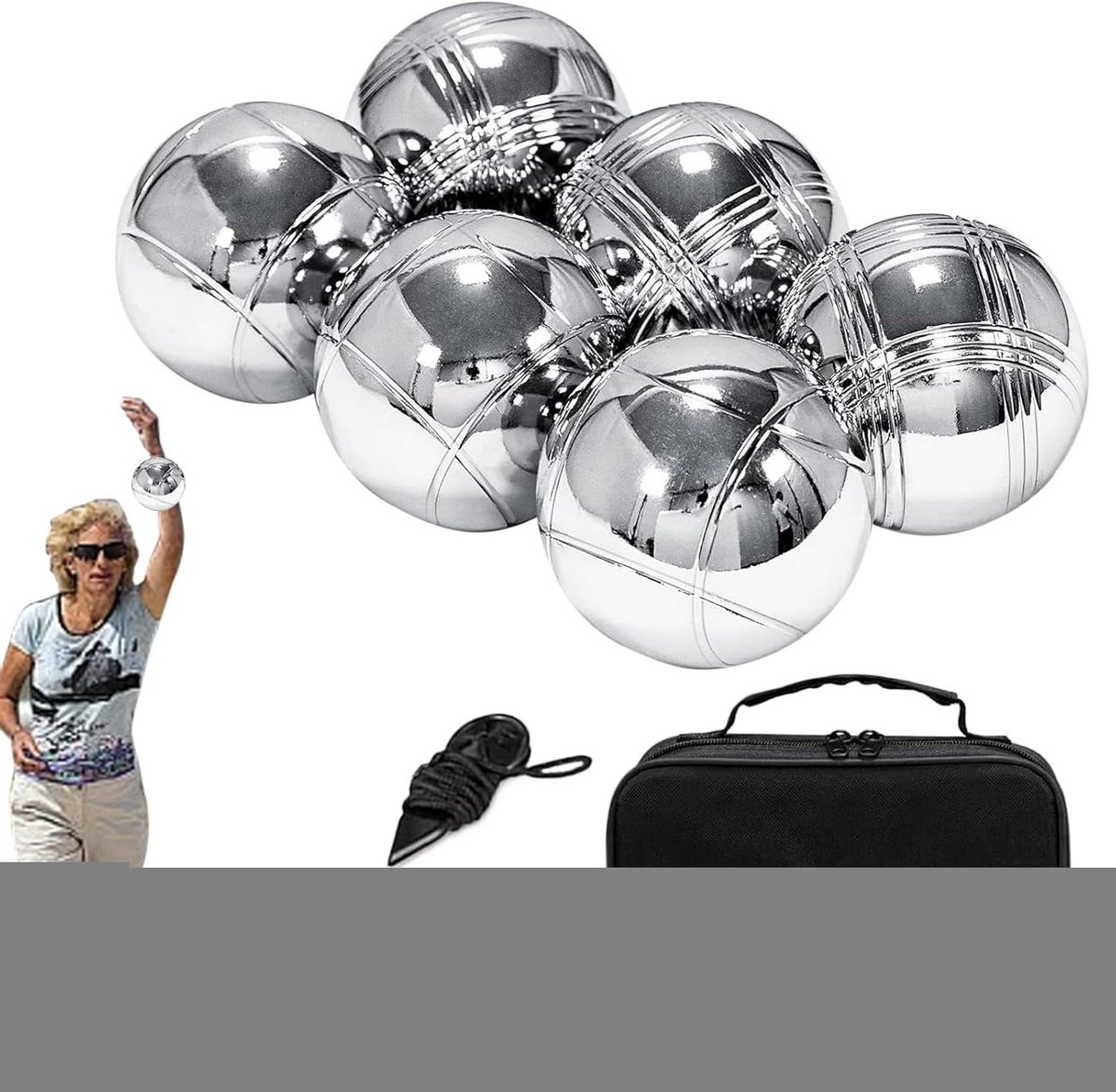 Jeu de boules set - Buiten spel - Familie plezier - Duurzame metalen ballen - 6 ballen - Zilver