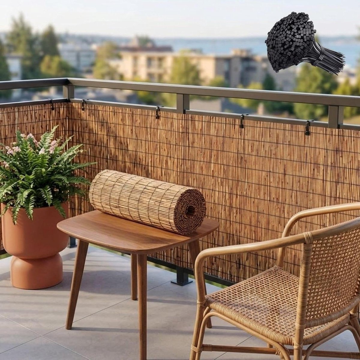 Privacyscherm Riet - Tuinafscheiding Paneel - Balkon Verfraaien - 85% Schaduw - H180xL800cm - Natuurlijk Bruin