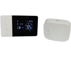 Slimme thermostaat - Temperatuurregelaar ketel - Energie besparen - Wekelijks programmeerbaar - 15 x 13 x 6 cm - Wit