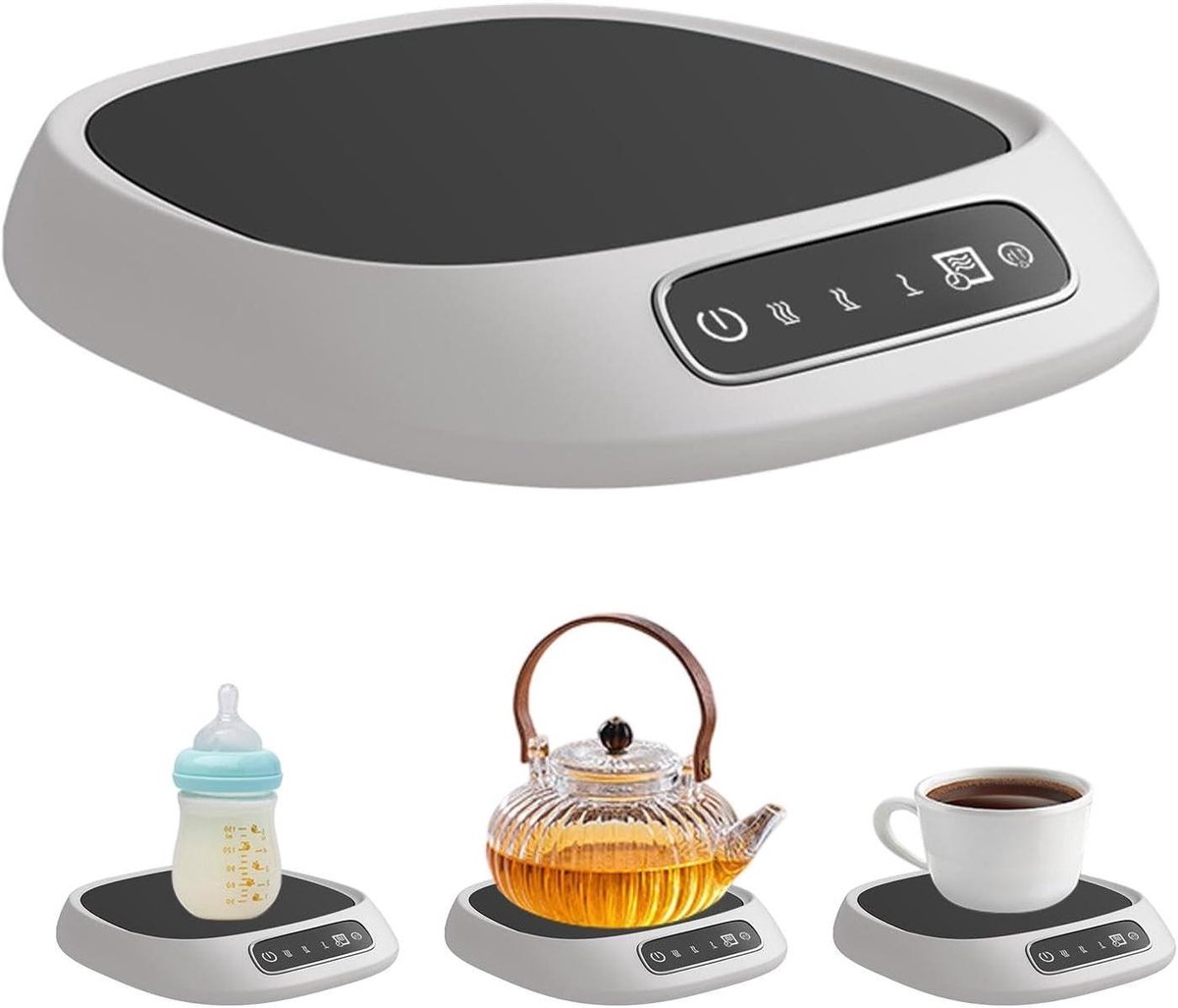 Elektrische mok warmer - Drankverwarmer beker - Dranken warm houden - Automatische uitschakeling - 13x13x3 cm - Grijs