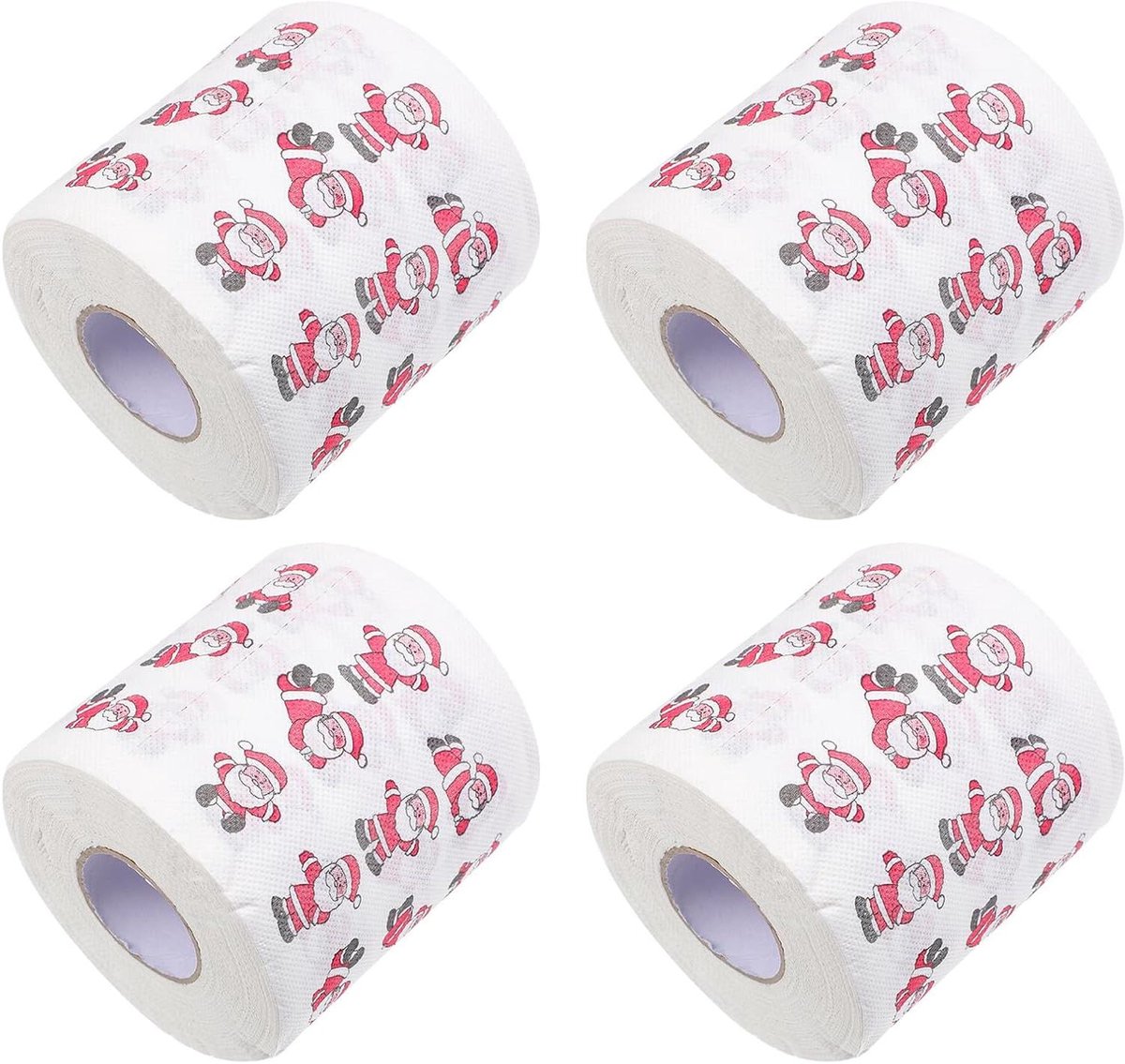 Kerst Toilettenpapier - Thema Rollen - Feestelijke Decoratie - Kerst Patroon - 4 Rollen - Wit