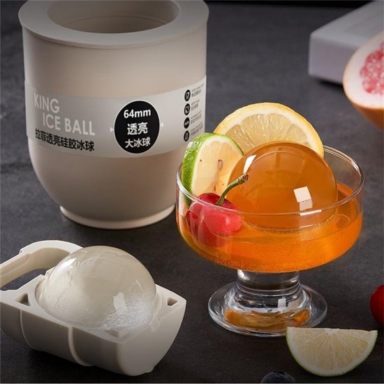 IJsbal Maker - Grote IJsvorm - Dranken Koelen - Transparante Bollen - 64 mm - Wit — afbeelding 4