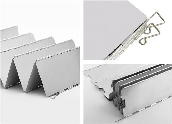 Set van 16 Aluminium Windbeschermers voor Gasfornuizen, Lichtgewicht Vouwscherm voor Kampeerkoken, Bescherming tegen Wind, Outdoor Keuken Accessoires — afbeelding 2