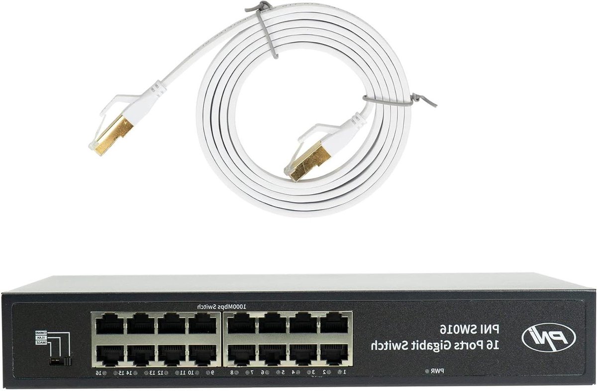 Netwerk Switch - Gigabit Hub - Snelle Dataoverdracht - 16 Poorten - 4KV Bliksembeveiliging - Zwart
