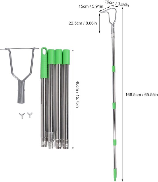 Roestvrijstalen Schoffel - Tuingereedschap Onkruidsteker - Tuinonderhoud Wieden - Verstelbare Lange Steel - 0.5-1.7 Meter - Zilver — afbeelding 5