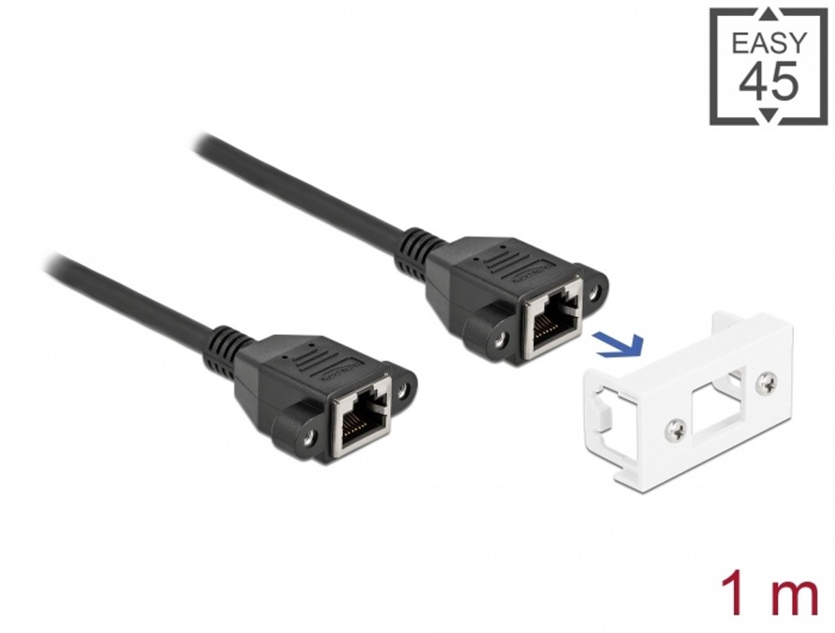 Delock Network Extension Cable for Easy 45 Module S/FTP RJ45 jack to RJ45 jack Cat.6A 1 m black
