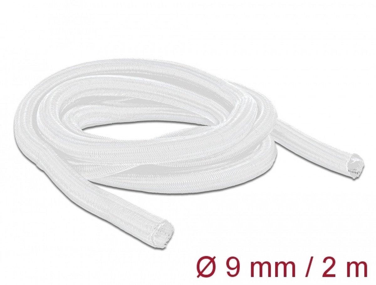 Gevlochten mouw Zelfcloseren 2 m x 9 mm wit