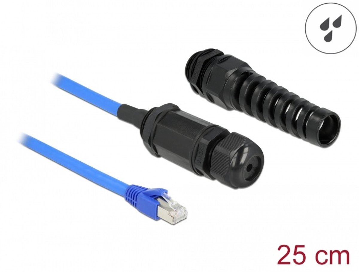 Kabel RJ45 -plug naar RJ45 Jack Cat.6 Waterdicht met kabelklier en buigbeveiliging