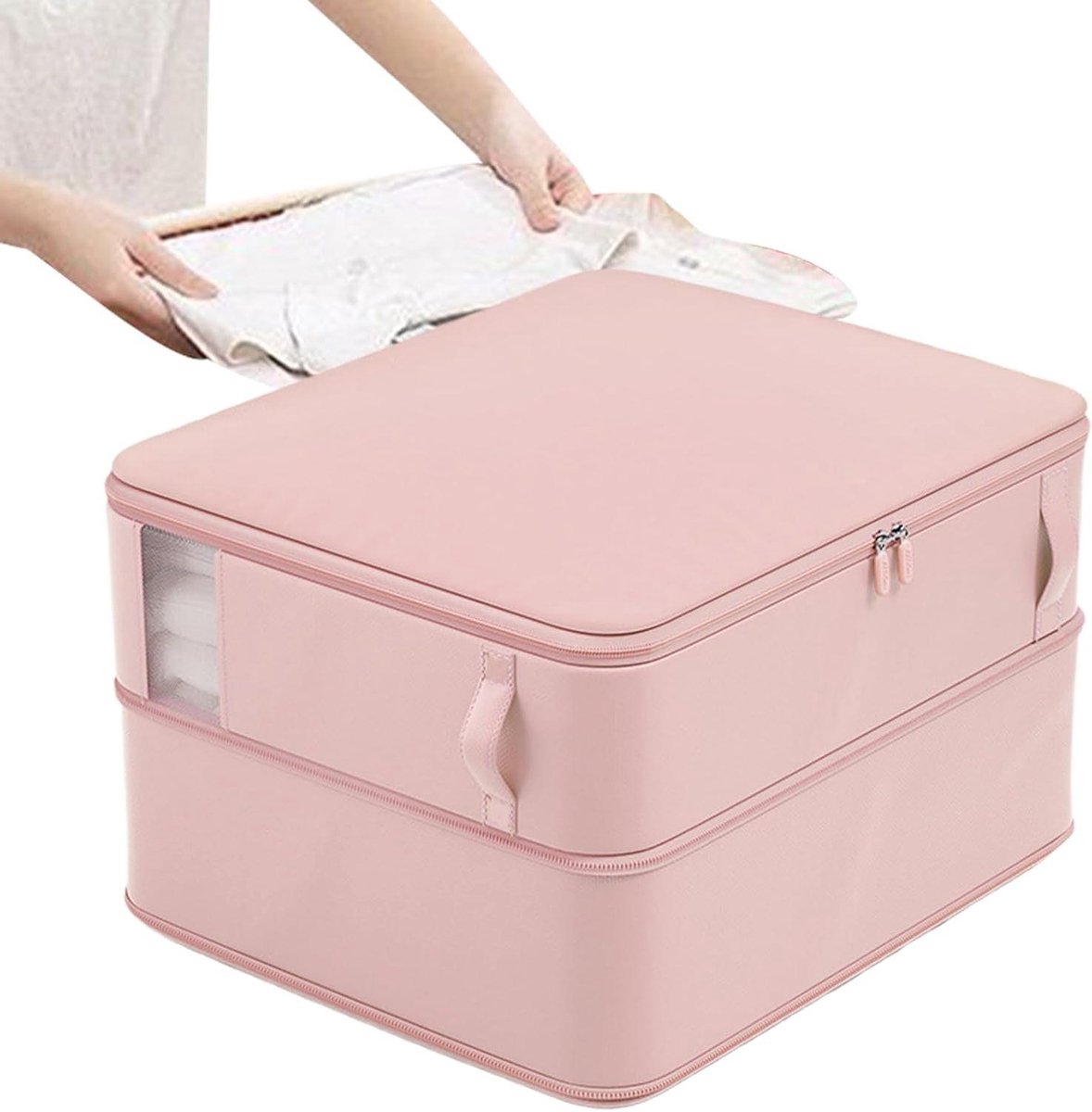 Waszak Opbergtas - Dekens Organizer - Ruimte Besparen - Stapelbaar Ontwerp - 51x42x50 cm - Roze