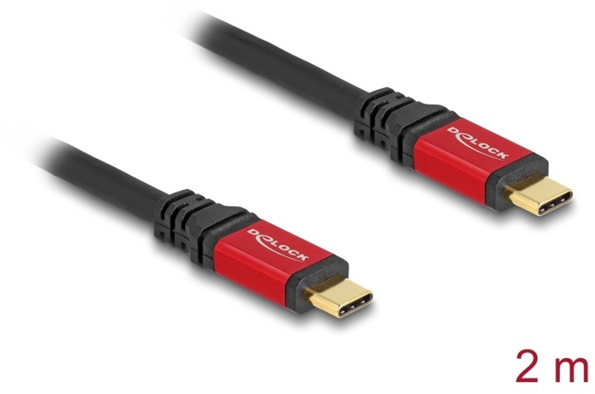Delock USB 5 Gbps Cable USB Type-C™ male to male PD 3.0 100 W E-Marker 2 m red metal