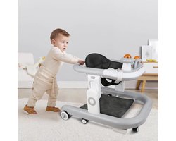 Baby Loopwagen - Loopplank Peuter - Eerste Stapjes Leren - Verstelbare Hoogte - 67 x 57 x 46 cm - Grijs