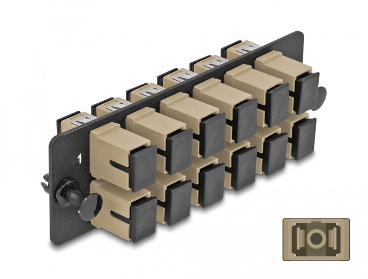 Glasvezeladapterpaneel Sc simplex om1 / om2 12 poort beige