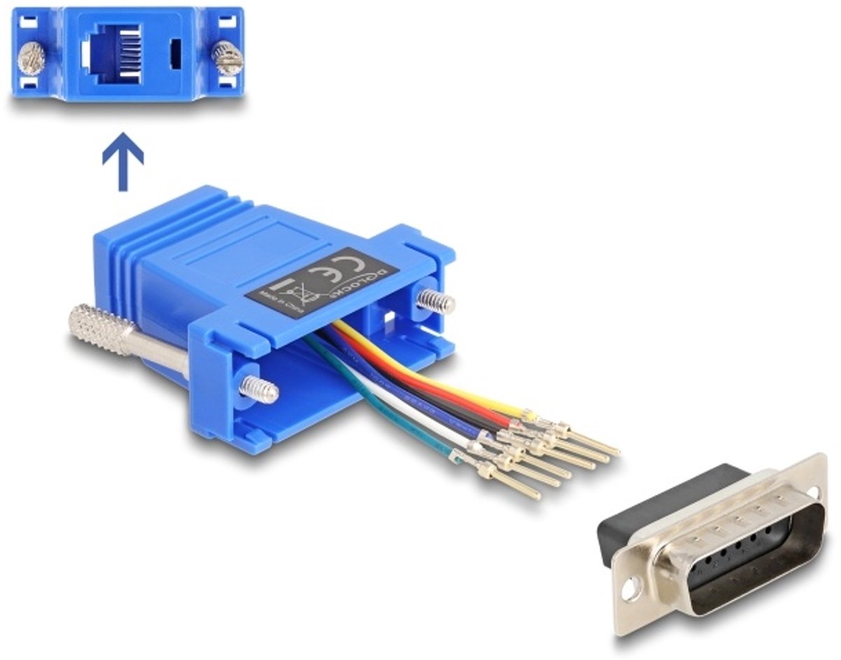 Delock D-Sub 15 pin male to RJ12 female Assembly Kit blue