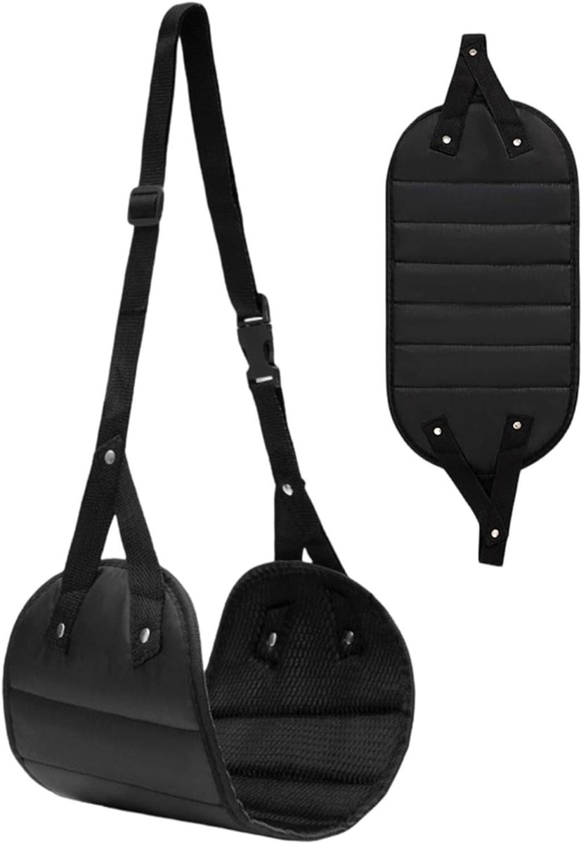 Vliegtuig Voetensteun - Beensteun Hangmat - Reizen Comfort - Verstelbare Hoogte - 49 x 15 cm - Zwart