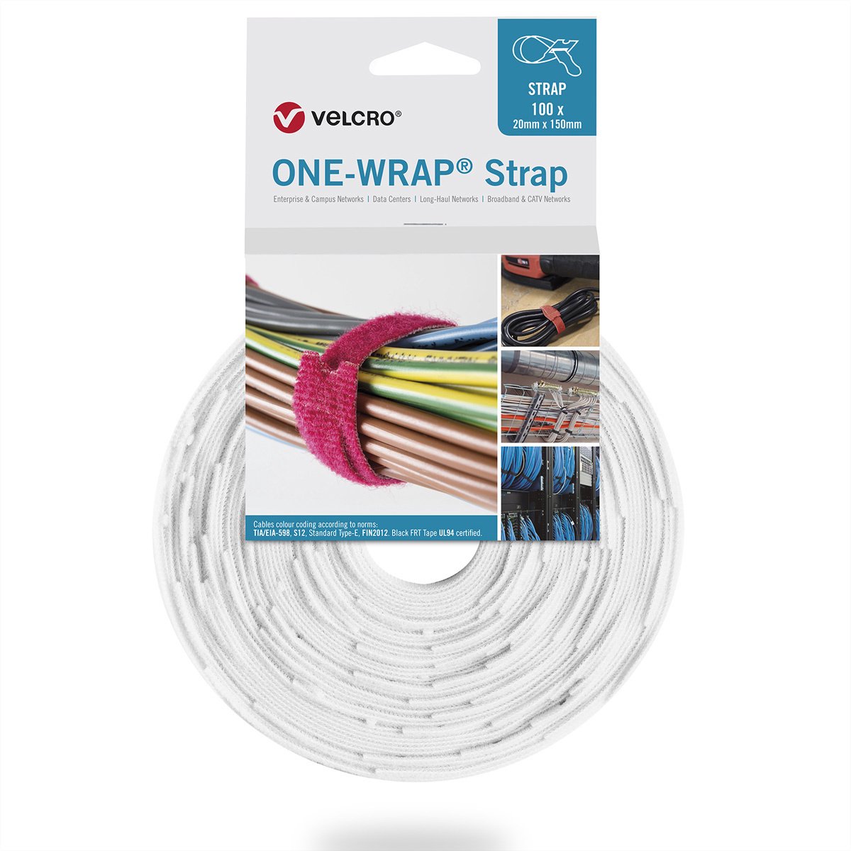 VELCRO® One Wrap® Strap - 13 mm x 200 mm - 100 stuks - Wit