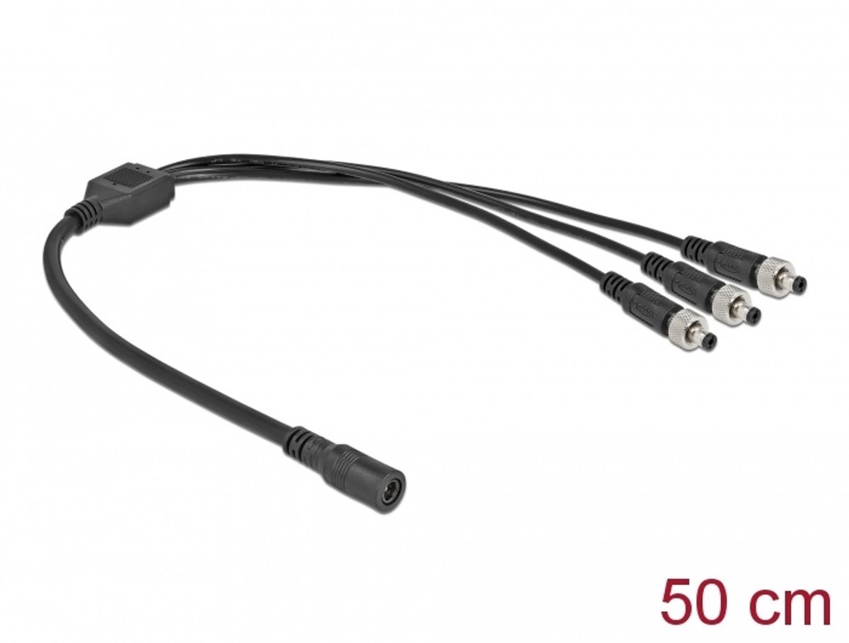 DC Splitter kabel 5.5 x 2.1 mm 1 x vrouwelijk tot 3 x mannelijk schroefbaar 0.5 meter