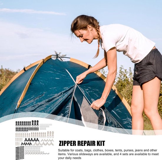 Rits Reparatieset - Vervangingsonderdelen Rits - Ritsen Repareren - Voor Dubbelzijdige Ritsen - Installatie Gereedschap - Zilverkleurig — afbeelding 3