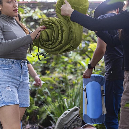 Slaapzak Opbergzak - Compressie Tas - Kamperen Backpacken - Spatwaterdicht Scheurbestendig - XL Blauw — afbeelding 2
