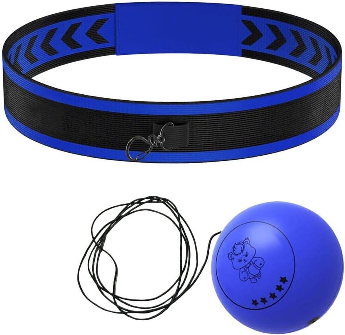 Boks Reflexbal - Reactietraining Hoofdband - Hand-oog Coördinatie - Verbetert Timing - Verstelbare Hoofdband - Blauw