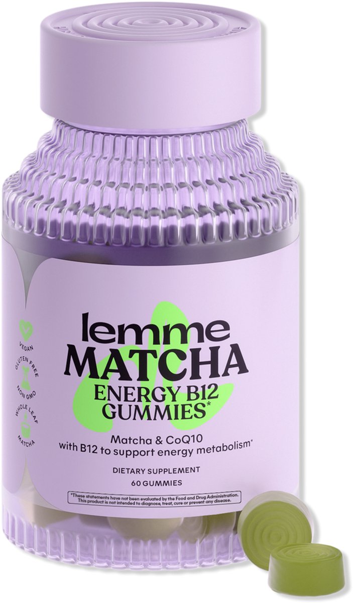 Lemme - Matcha Superfood Energy Gummies – Met Matcha, Vitamine B12 en CoQ10 – 60 Gummies